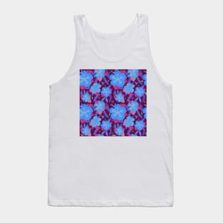 Tropical Hibiscus Flowers blue and Purple Pattern Tank Top